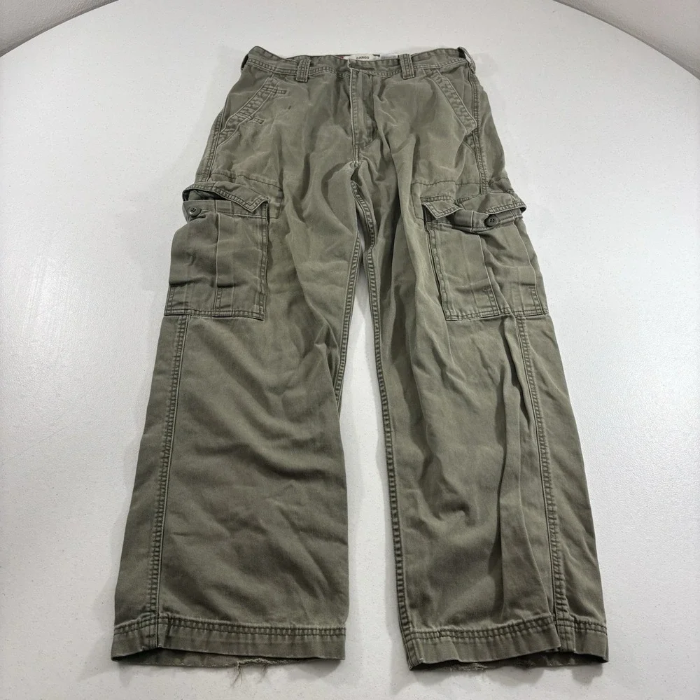 VTG Y2K Levis Mens Cargo Pants Army Green Workwear Grunge Flap Pocket 32x29 READ